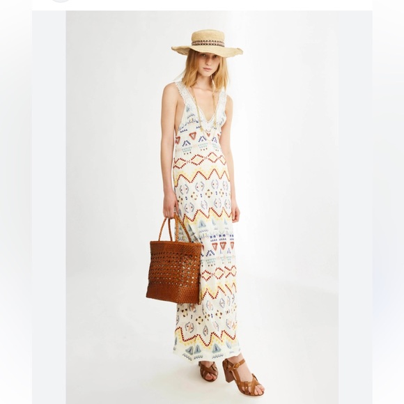 Vanessa Bruno | Dresses | Vanessa Bruno Nawa Crochet Embroidered Maxi Dress  Boho Size Xl Resort July 4th | Poshmark
